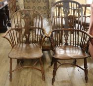 A Windsor stick back chair and another