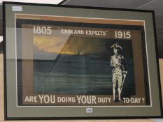 WW1 recruiting poster'1805 - 1915 England Expects - Are You doing your duty To-Day?'45 x 72cm