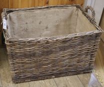 A rectangular wicker log basket, W.70cm