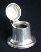An Edwardian silver bell shaped inkwell, (no glass well).