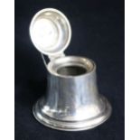 An Edwardian silver bell shaped inkwell, (no glass well).