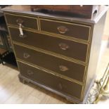 A painted pine chest of drawers, W.95cm