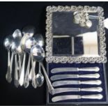 A set of six late Victorian silver buttons by Samuel Jacob, silver plated framed mirror and a