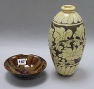 A Chinese cizhou vase and a Jian tea bowl