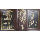 Three Japanese relief lacquered panels