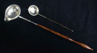 An 18th century silver toddy ladle with later handle and a later 19th century Scottish silver