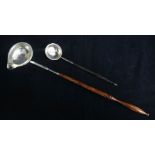 An 18th century silver toddy ladle with later handle and a later 19th century Scottish silver