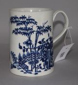 A Worcester Plantation pattern blue and white tankard