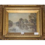 Sidney Yates Johnson, oil, river landscape, 25 x 34cm