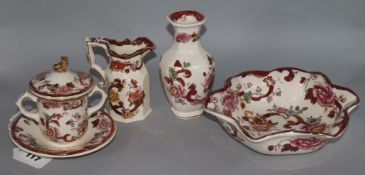 A small collection of Masons Mandalay Red and Brown Velvet pattern Ironstone china, including a cup,