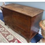 A George III oak mule chest, W.124cm