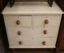 A Victorian white painted pine chest of drawers, W.83cm