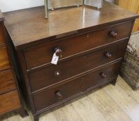 A Victorian mahogany chest of three drawers, W.95cm