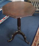 A mahogany octagonal topped tripod wine table, H.78cm