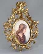 A Berlin KPM plaque, late 19th century, decorated with a portrait of Ruth, signed, 22 x 16cm, housed