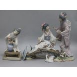 Two Lladro 'Japanese' groups
