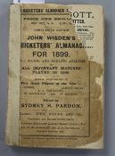 Wisden Cricketers Almanack 1888, 1890-1892, 1895-1899 (9), most lacking all or part of their