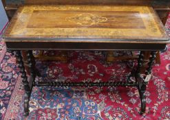 A Victorian rosewood and marquetry centre table, W.92cm