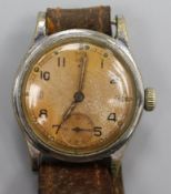 A 1940's? British Army military issue stainless steel manual wind wrist watch.