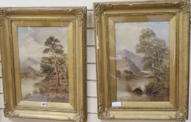 Sidney Yates Johnson, pair of river landscapes, 44 x 28cm