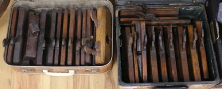 A collection of carpenters wooden planes (moulding)