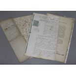 A War Office printed circular signed by Lord Palmerston, 18th December, 1809 and sundry documents,