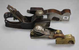 A steel plane, Stanley boat plane, brass plane and other Stanley