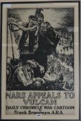 Frank Brangwyn (1867-1956) WW1 poster 'Mars Appeals to Vulcan' (Daily Chronicle War Cartoon), 29.5 x