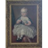 Oil on canvas, portrait of an infant, 30 x 21cm