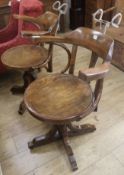 A pair of barbers chairs