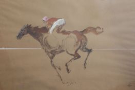 William Papas (1927-2000)watercolour on brown paperRacehorse with jockey upsigned69 x 99cm