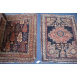 Two red and blue ground rugs, 120 x 90cm & 120 x 100cm