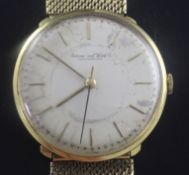 A gentleman's 18ct gold International Watch Co manual wind dress wrist watch, with baton numerals,