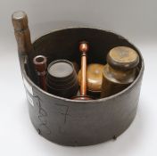 A steamed Bentwood container and mixed treen