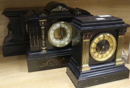 Three black marble mantel clocks