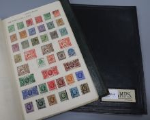 A collection of stamps in two folders, including a Penny Black with red Maltese Cross cancel, 1841