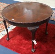 A mahogany piecrust table, W.91cm