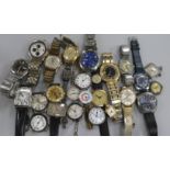 Twenty six assorted mainly gentleman's wrist watches, including silver.