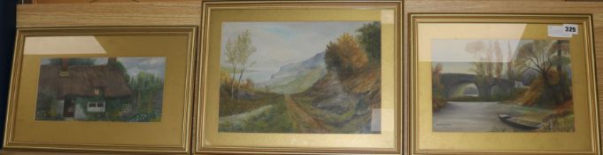 H.E. Willmer, three oil landscapes, c.1922, largest 24 x 34cm