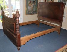 A French mahogany double bed, W.223cm