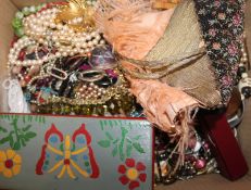 A quantity of costume jewellery and bags