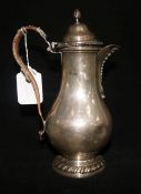 A late Victorian George III design silver baluster hot water jug, Charles Stuart Harris, London