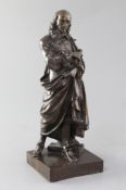 After Etienne Marin Melingue. A 19th century French bronze figure of the dramatist Pierre Corneille,