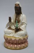 A cased Famille rose Buddha, boxed