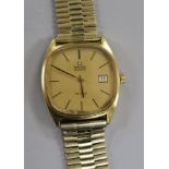 A gentleman's 1970's steel and gold plated Omega De Ville quartz wrist watch.