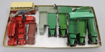 Mixed Dinky trucks, fire engines etc