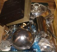 A large quantity of plated cutlery etc