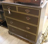 A painted pine chest of drawers, W.95cm