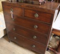 A Regency mahogany chest of drawers, two short and three long drawers, W.92cm