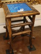 A Minton tiled bamboo occasional table, H.48cm